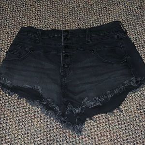 black high-waisted shorts